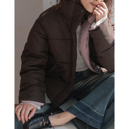 [OUTER COLLECTION]マイクロタフタ配色フェイクダウンジャケット （ブラウン）｜詳細画像