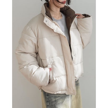 [OUTER COLLECTION]マイクロタフタ配色フェイクダウンジャケット （アイボリー）｜詳細画像