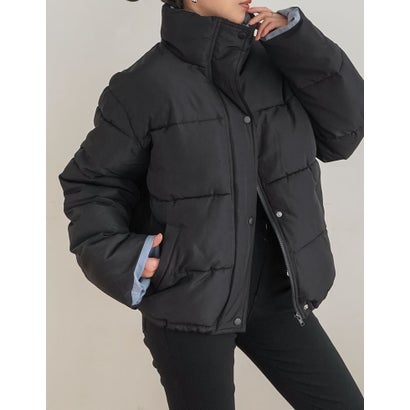 [OUTER COLLECTION]マイクロタフタ配色フェイクダウンジャケット （ブラック）｜詳細画像