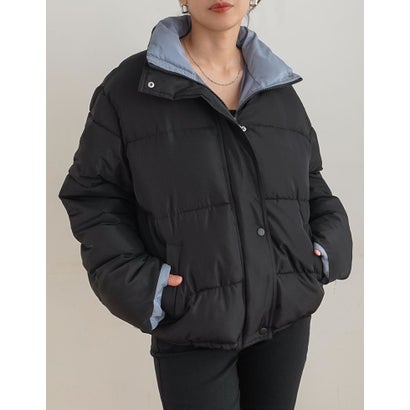 [OUTER COLLECTION]マイクロタフタ配色フェイクダウンジャケット （ブラック）｜詳細画像