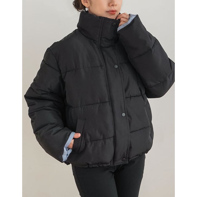 [OUTER COLLECTION]マイクロタフタ配色フェイクダウンジャケット （ブラック）