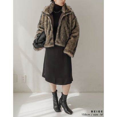 [OUTER COLLECTION]フェイクファースタンドブルゾン （ベージュ）｜詳細画像