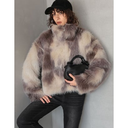 [OUTER COLLECTION]フェイクファースタンドブルゾン （ミックスベージュ）｜詳細画像