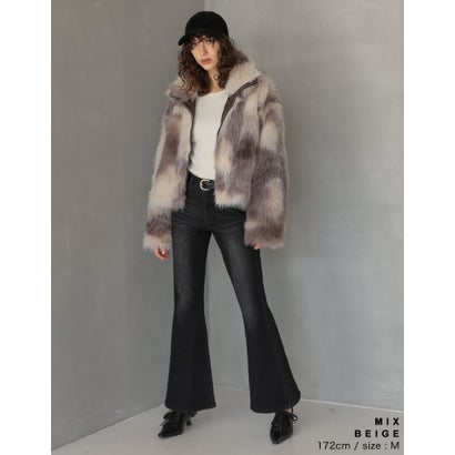 [OUTER COLLECTION]フェイクファースタンドブルゾン （ミックスベージュ）｜詳細画像