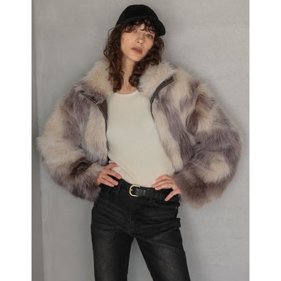 [OUTER COLLECTION]フェイクファースタンドブルゾン （ミックスベージュ）｜詳細画像