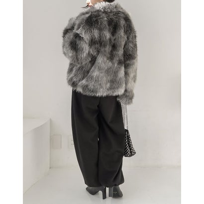[OUTER COLLECTION]フェイクファースタンドブルゾン （ミックスグレー）｜詳細画像