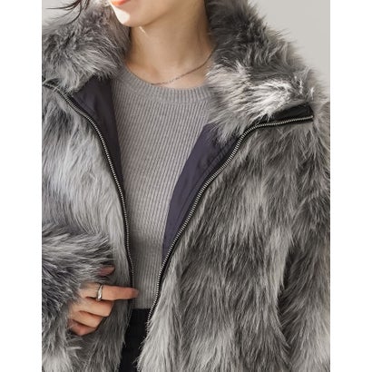 [OUTER COLLECTION]フェイクファースタンドブルゾン （ミックスグレー）｜詳細画像