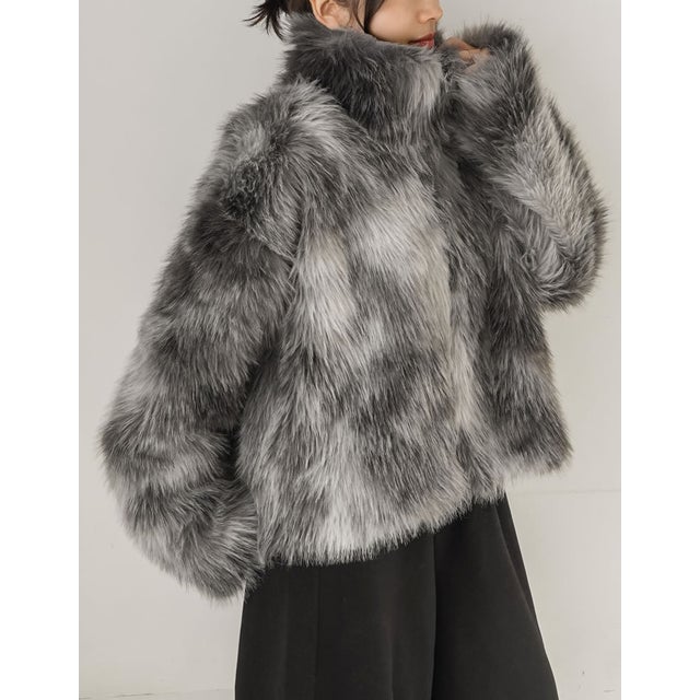 [OUTER COLLECTION]フェイクファースタンドブルゾン （ミックスグレー）