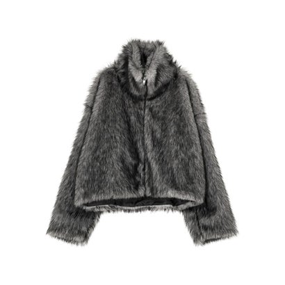[OUTER COLLECTION]フェイクファースタンドブルゾン （グレー）｜詳細画像