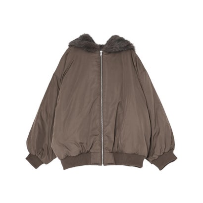 [OUTER COLLECTION]フェイクファーフードMA-1中綿ブルゾン （ブラウン）｜詳細画像