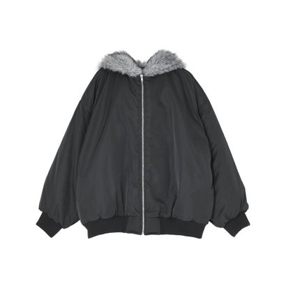 [OUTER COLLECTION]フェイクファーフードMA-1中綿ブルゾン （ブラック）｜詳細画像
