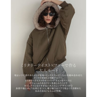 [OUTER COLLECTION]フェイクファーフードMA-1中綿ブルゾン （ブラック）｜詳細画像