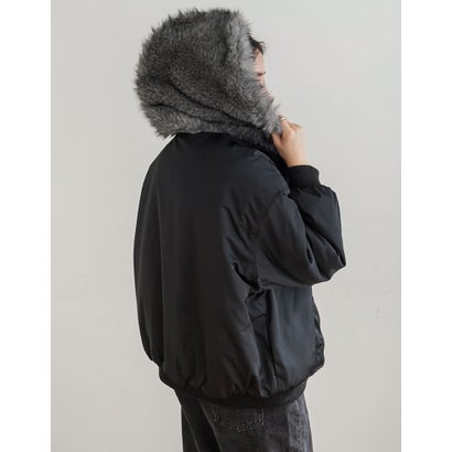 [OUTER COLLECTION]フェイクファーフードMA-1中綿ブルゾン （ブラック）｜詳細画像
