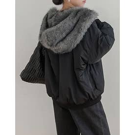 [OUTER COLLECTION]フェイクファーフードMA-1中綿ブルゾン （ブラック）