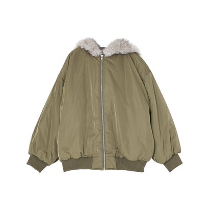[OUTER COLLECTION]フェイクファーフードMA-1中綿ブルゾン （カーキ）｜詳細画像