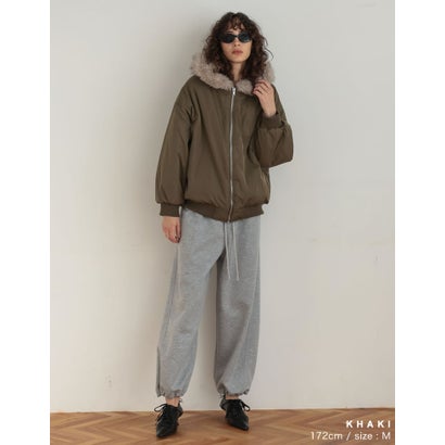 [OUTER COLLECTION]フェイクファーフードMA-1中綿ブルゾン （カーキ）｜詳細画像