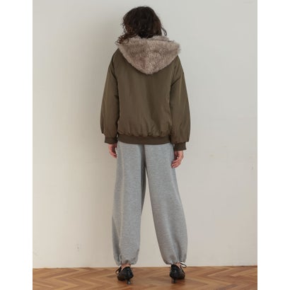[OUTER COLLECTION]フェイクファーフードMA-1中綿ブルゾン （カーキ）｜詳細画像
