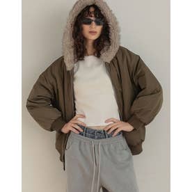 [OUTER COLLECTION]フェイクファーフードMA-1中綿ブルゾン （カーキ）