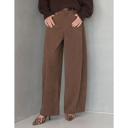 [TREND BOTTOM COLLECTION][低身長/高身長サイズ有]コーデュロイサイド切り替えバックポケットバレルレッグパンツ （ブラウン）｜詳細画像