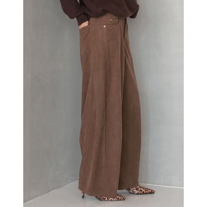 [TREND BOTTOM COLLECTION][低身長/高身長サイズ有]コーデュロイサイド切り替えバックポケットバレルレッグパンツ （ブラウン）｜詳細画像