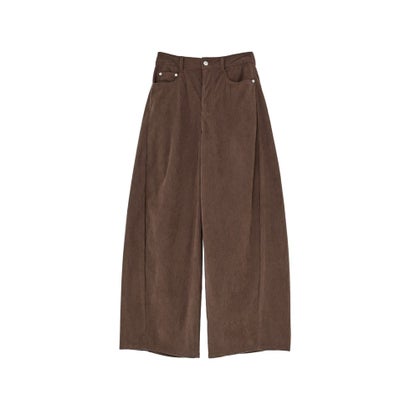 [TREND BOTTOM COLLECTION][低身長/高身長サイズ有]コーデュロイサイド切り替えバックポケットバレルレッグパンツ （ブラウン）｜詳細画像