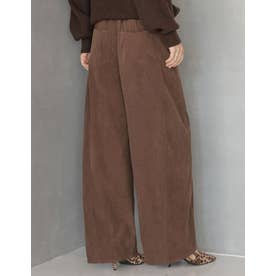 [TREND BOTTOM COLLECTION][低身長/高身長サイズ有]コーデュロイサイド切り替えバックポケットバレルレッグパンツ （ブラウン）