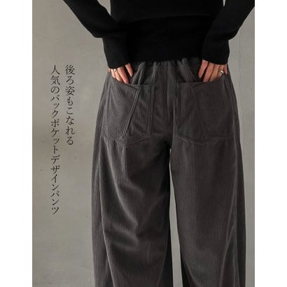 [TREND BOTTOM COLLECTION][低身長/高身長サイズ有]コーデュロイサイド切り替えバックポケットバレルレッグパンツ （アイボリーベージュ）｜詳細画像