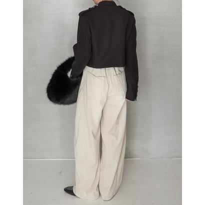 [TREND BOTTOM COLLECTION][低身長/高身長サイズ有]コーデュロイサイド切り替えバックポケットバレルレッグパンツ （アイボリーベージュ）｜詳細画像