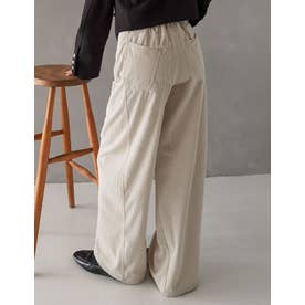 [TREND BOTTOM COLLECTION][低身長/高身長サイズ有]コーデュロイサイド切り替えバックポケットバレルレッグパンツ （アイボリーベージュ）