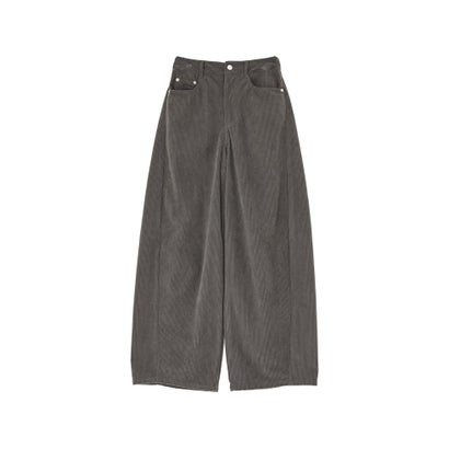 [TREND BOTTOM COLLECTION][低身長/高身長サイズ有]コーデュロイサイド切り替えバックポケットバレルレッグパンツ （チャコールグレー）｜詳細画像