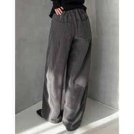 [TREND BOTTOM COLLECTION][低身長/高身長サイズ有]コーデュロイサイド切り替えバックポケットバレルレッグパンツ （チャコールグレー）