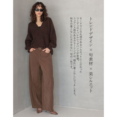 [TREND BOTTOM COLLECTION][低身長/高身長サイズ有]コーデュロイサイド切り替えバックポケットバレルレッグパンツ （モカベージュ）｜詳細画像