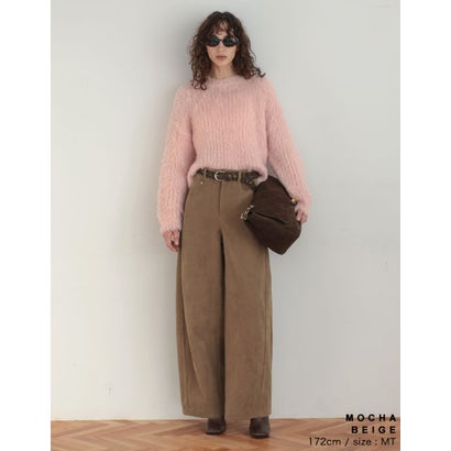 [TREND BOTTOM COLLECTION][低身長/高身長サイズ有]コーデュロイサイド切り替えバックポケットバレルレッグパンツ （モカベージュ）｜詳細画像