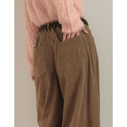 [TREND BOTTOM COLLECTION][低身長/高身長サイズ有]コーデュロイサイド切り替えバックポケットバレルレッグパンツ （モカベージュ）｜詳細画像