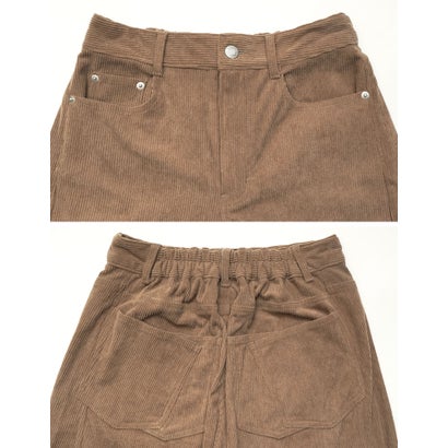 [TREND BOTTOM COLLECTION][低身長/高身長サイズ有]コーデュロイサイド切り替えバックポケットバレルレッグパンツ （モカベージュ）｜詳細画像