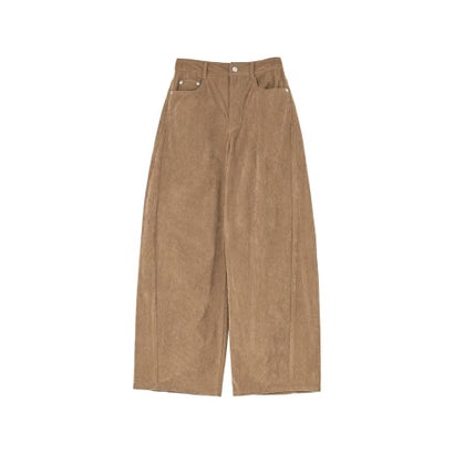 [TREND BOTTOM COLLECTION][低身長/高身長サイズ有]コーデュロイサイド切り替えバックポケットバレルレッグパンツ （モカベージュ）｜詳細画像