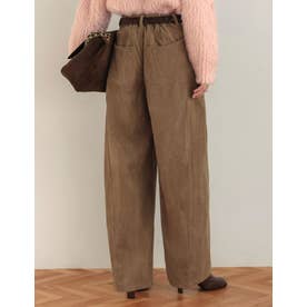 [TREND BOTTOM COLLECTION][低身長/高身長サイズ有]コーデュロイサイド切り替えバックポケットバレルレッグパンツ （モカベージュ）