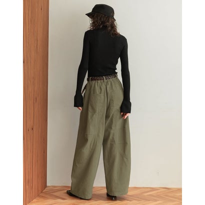[TREND BOTTOM COLLECTION][低身長/高身長サイズ有]カツラギウォッシュドコクーンパンツ （カーキ）｜詳細画像