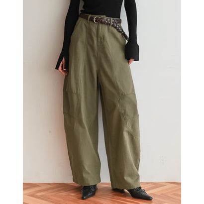 [TREND BOTTOM COLLECTION][低身長/高身長サイズ有]カツラギウォッシュドコクーンパンツ （カーキ）｜詳細画像