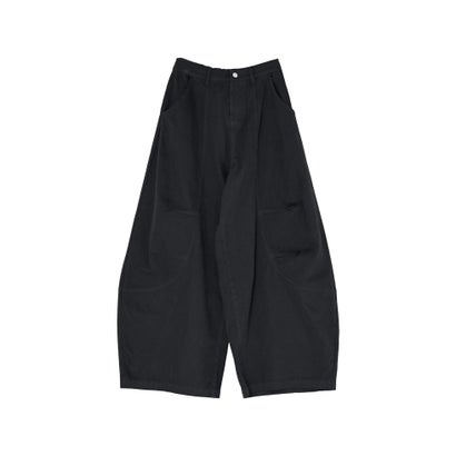 [TREND BOTTOM COLLECTION][低身長/高身長サイズ有]カツラギウォッシュドコクーンパンツ （ブラック）｜詳細画像