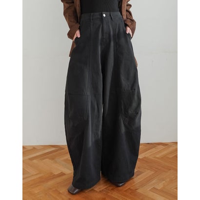 [TREND BOTTOM COLLECTION][低身長/高身長サイズ有]カツラギウォッシュドコクーンパンツ （ブラック）｜詳細画像