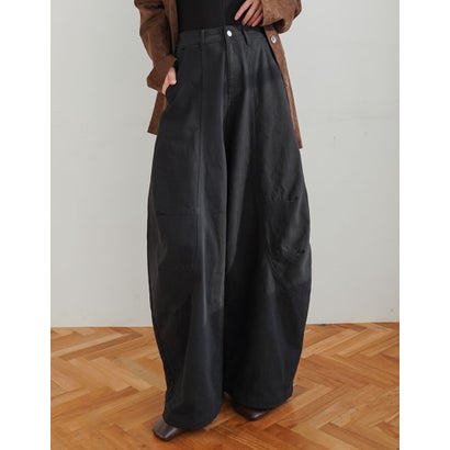 [TREND BOTTOM COLLECTION][低身長/高身長サイズ有]カツラギウォッシュドコクーンパンツ （ブラック）｜詳細画像