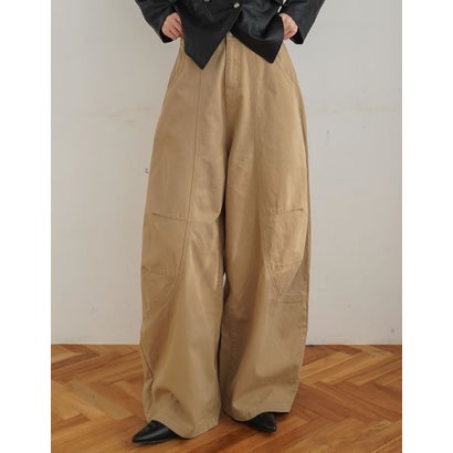 [TREND BOTTOM COLLECTION][低身長/高身長サイズ有]カツラギウォッシュドコクーンパンツ （ベージュ）｜詳細画像