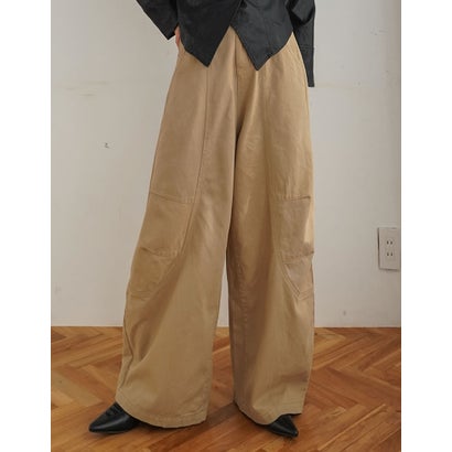[TREND BOTTOM COLLECTION][低身長/高身長サイズ有]カツラギウォッシュドコクーンパンツ （ベージュ）｜詳細画像