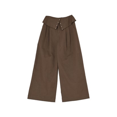 リエディ Re:EDIT [TREND BOTTOM COLLECTION][低身長/高身長サイズ有]ウエスト折り返しワイドレッグパンツ （ブラウン）｜詳細画像