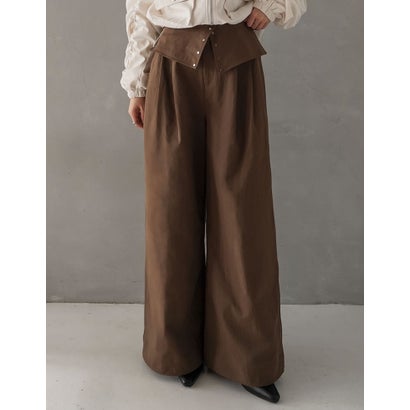 リエディ Re:EDIT [TREND BOTTOM COLLECTION][低身長/高身長サイズ有]ウエスト折り返しワイドレッグパンツ （ブラウン）｜詳細画像
