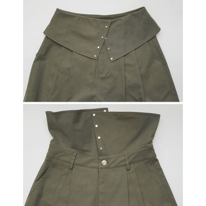 リエディ Re:EDIT [TREND BOTTOM COLLECTION][低身長/高身長サイズ有]ウエスト折り返しワイドレッグパンツ （ブラウン）｜詳細画像