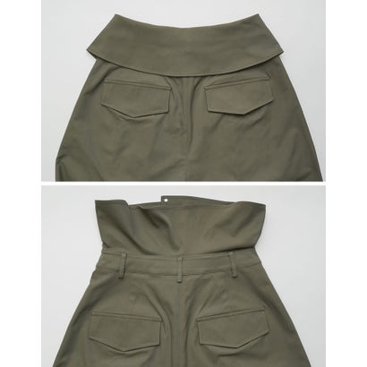 リエディ Re:EDIT [TREND BOTTOM COLLECTION][低身長/高身長サイズ有]ウエスト折り返しワイドレッグパンツ （カーキ）｜詳細画像