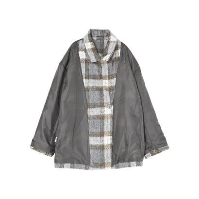 [OUTER COLLECTION]フェイクウールシャギーチェックコート （ブラウン）｜詳細画像