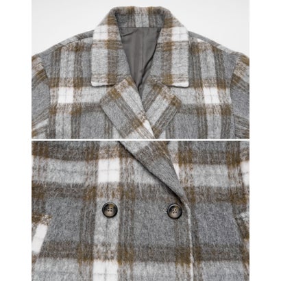 [OUTER COLLECTION]フェイクウールシャギーチェックコート （ブラウン）｜詳細画像